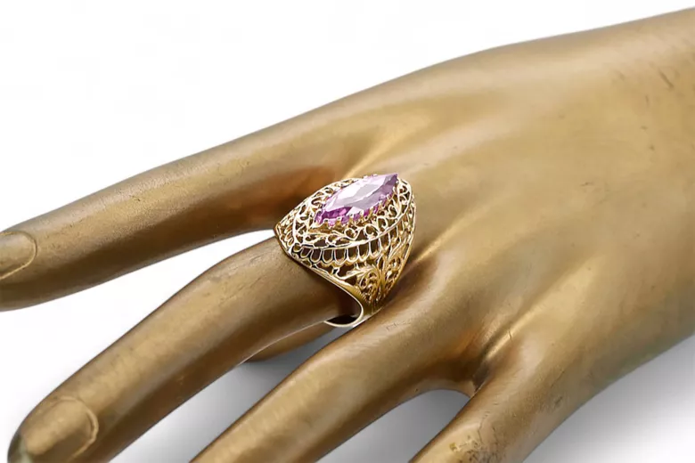 Pierścionek Vintage Biżuteria Ametyst 14k żółte złoto vrc090y